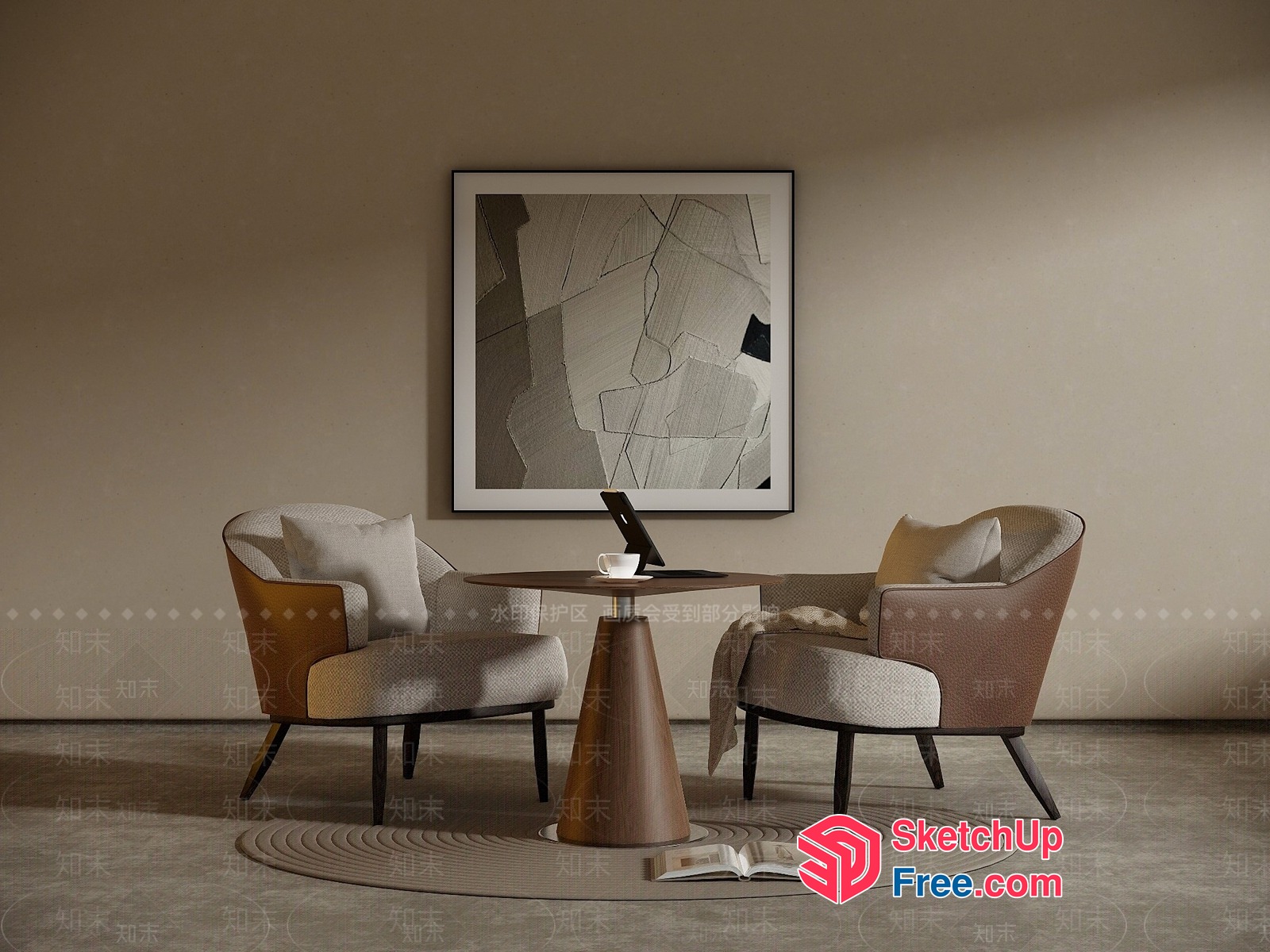 Elegant Modern Minimalist Living Room Decor 3D SketchUp File