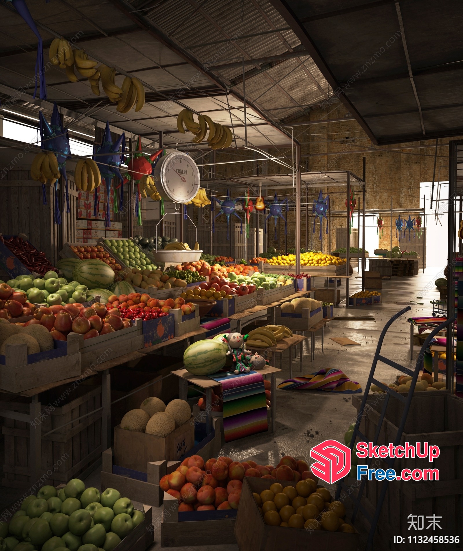 Fruit And Vegetable Market Interior 3D SketchUp File