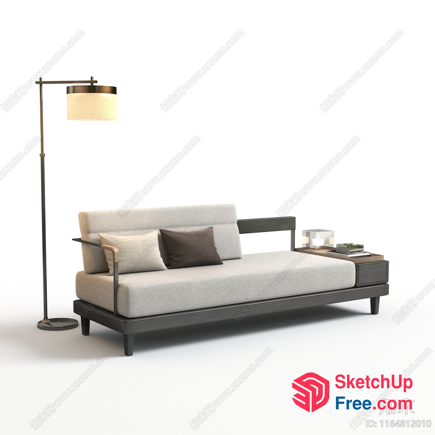 Minimalist Modern Sofa With Side Table And Lamp 3D SketchUp File