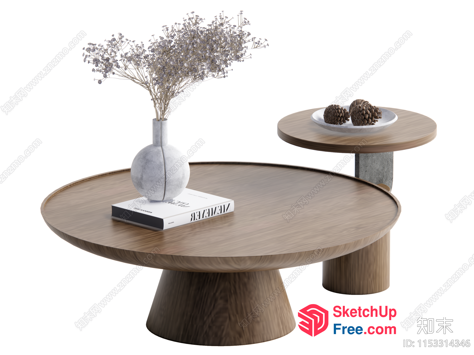 Minimalist Style Coffee Table And Side Table Set 3D SketchUp File