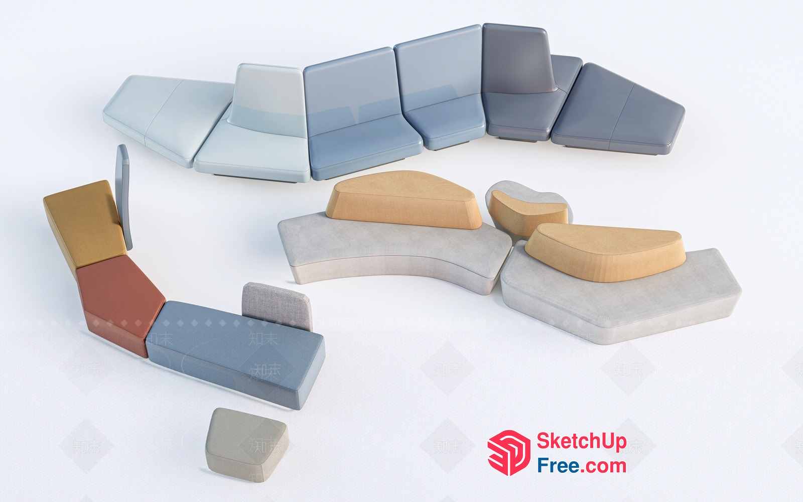Modern Modular Sofa Furniture Collection 3D SketchUp File