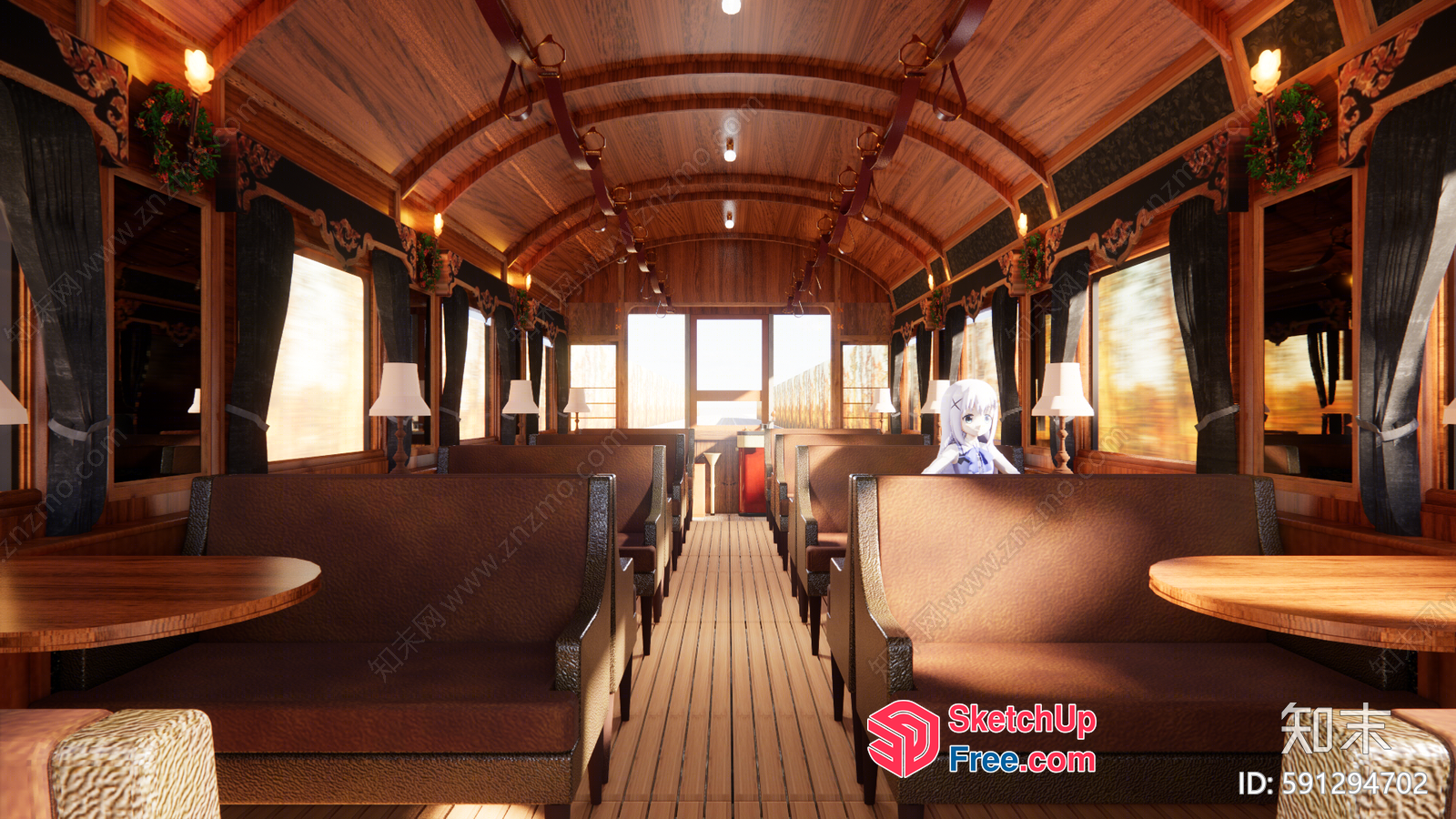 Elegant And Cozy Train Interior 3D SketchUp File