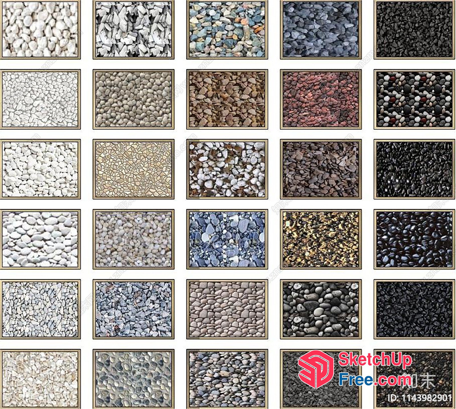 Stone And Pebble Patterns For Interior Design 3D SketchUp File