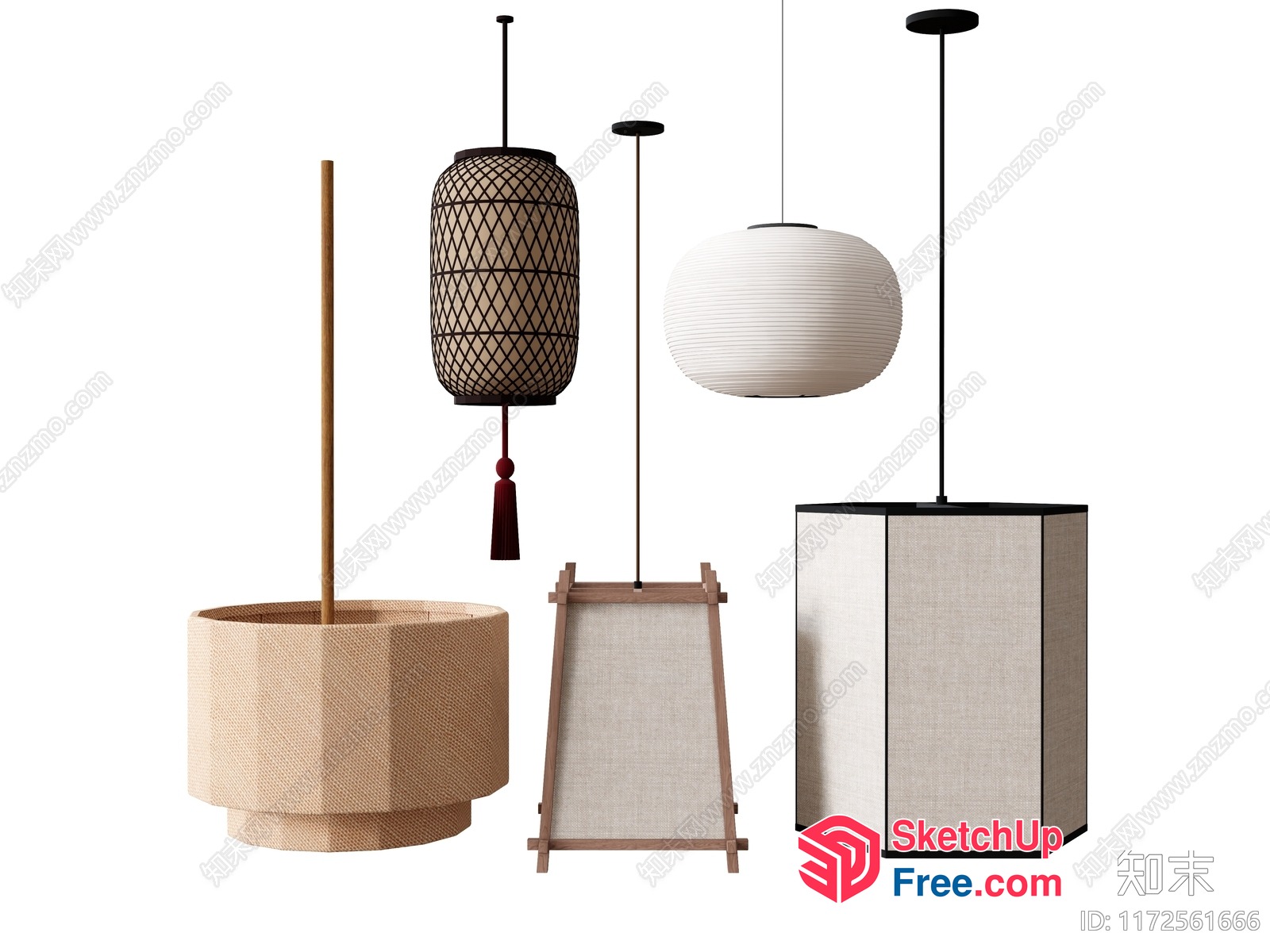 Japanese Style Hanging Lanterns 3D SketchUp File