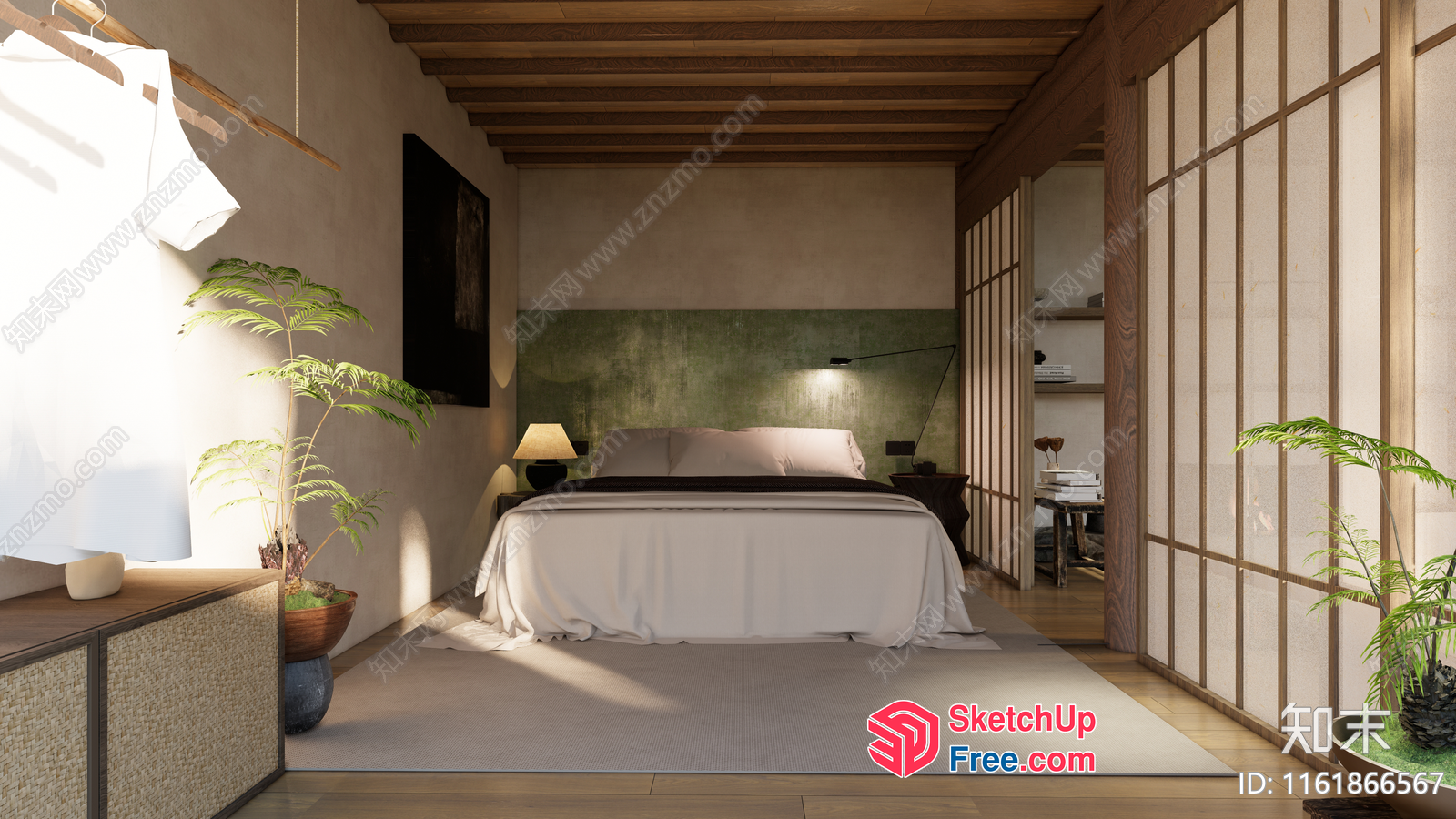 Japanese-Style Bedroom With Minimalist Decor 3D SketchUp File