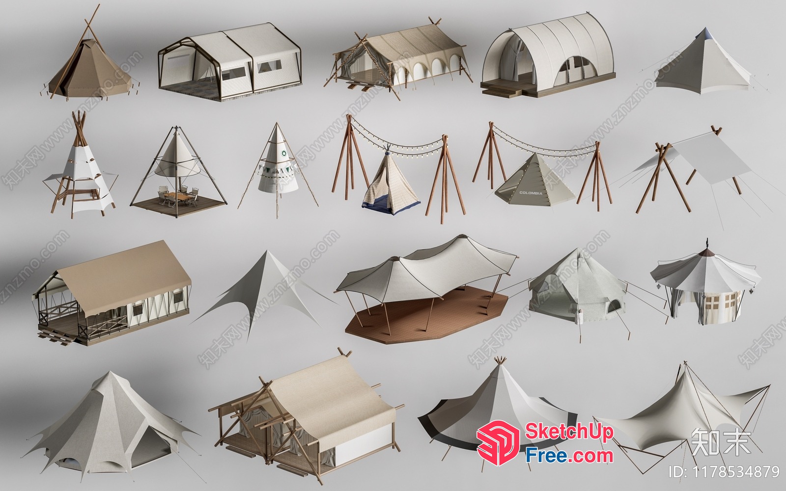 Various Styles Of Tents 3D SketchUp File