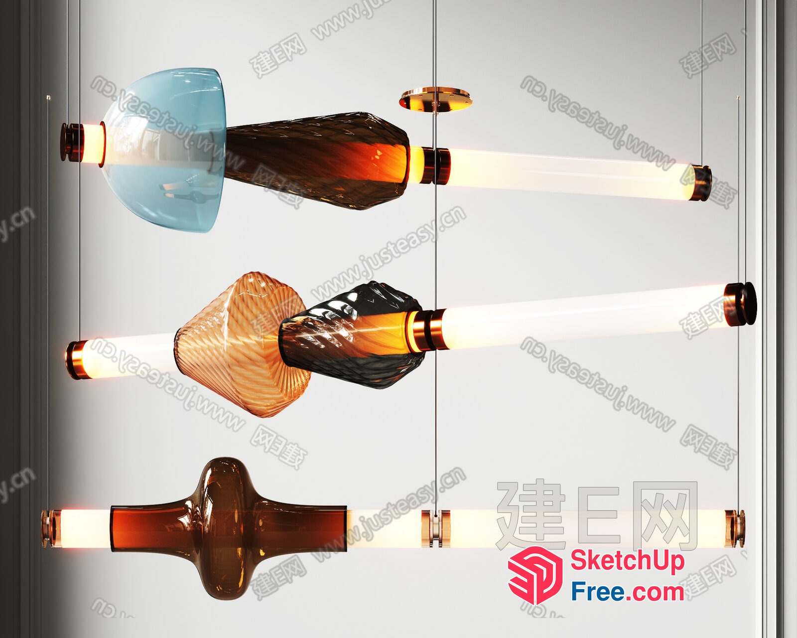 Modern Glass Pendant Lighting Fixtures 3D SketchUp File