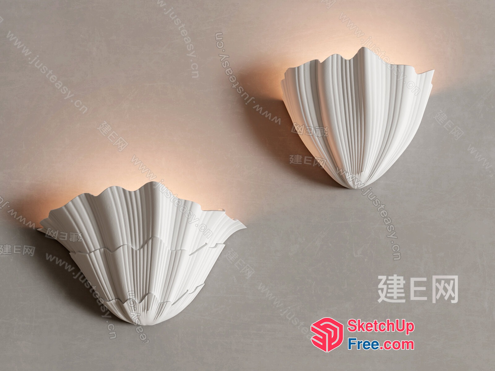 Elegant Shell-Shaped Wall Sconces 3D SketchUp File