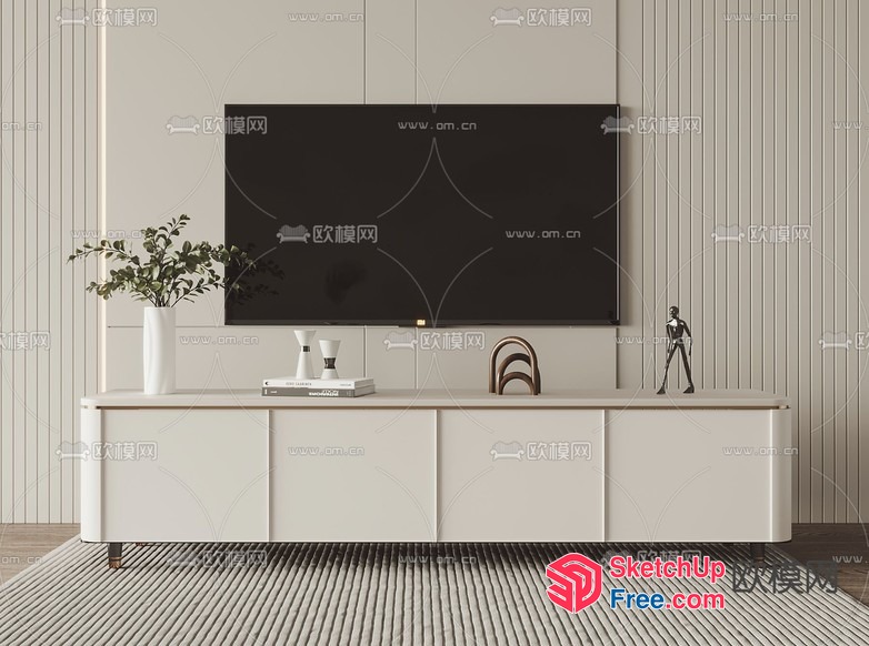 Modern Minimalist Living Room With Sleek Tv Stand 3D SketchUp File