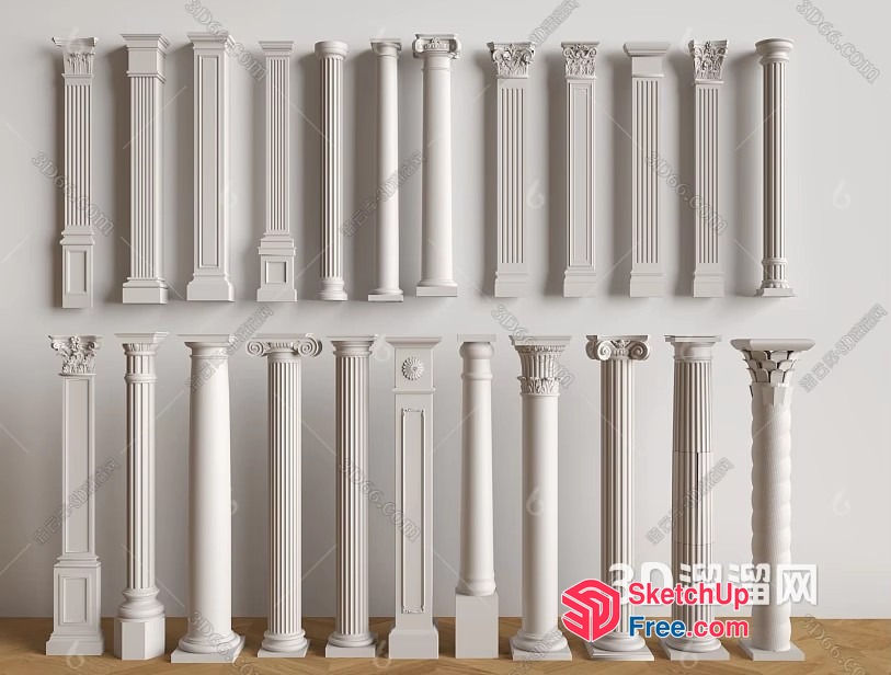 Classical Pillars In A Variety Of Styles 3D SketchUp File
