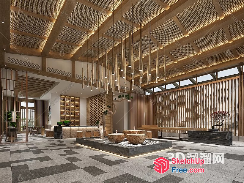Modern Japanese-Inspired Interior Design 3D SketchUp File