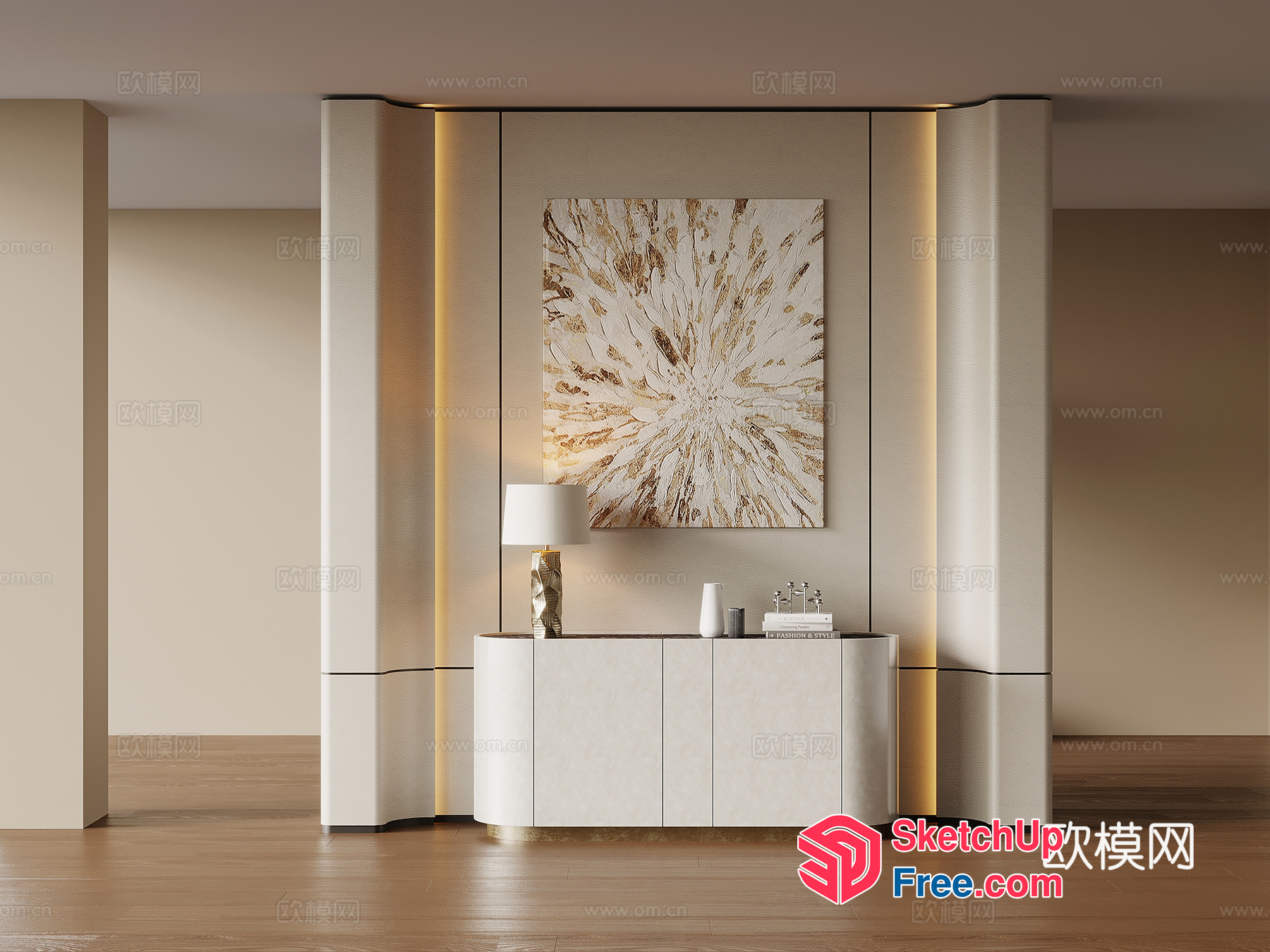 Elegant Creamy Style Modern Interior 3D SketchUp File