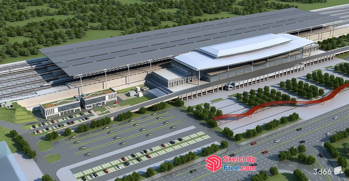 Modern Train Station Exterior 3D SketchUp File