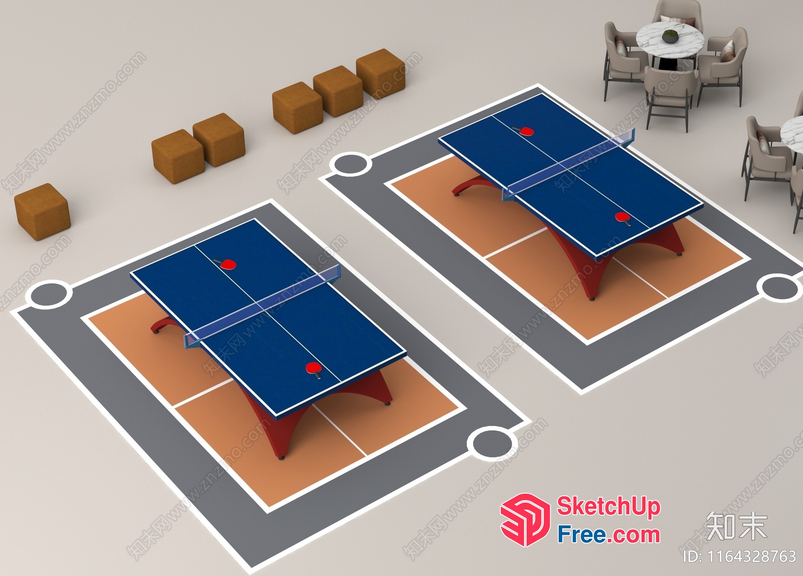 Ping Pong Table And Chairs Interior 3D SketchUp File