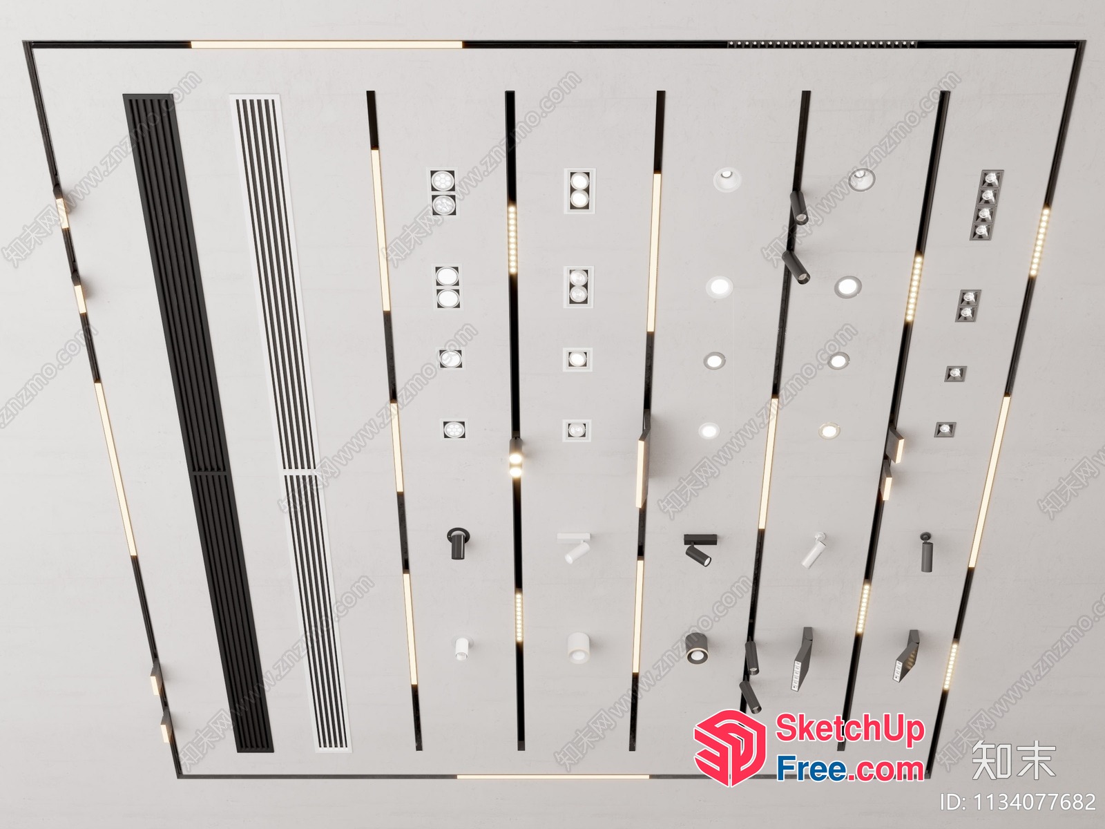 Modern Ceiling Light Fixture Options 3D SketchUp File