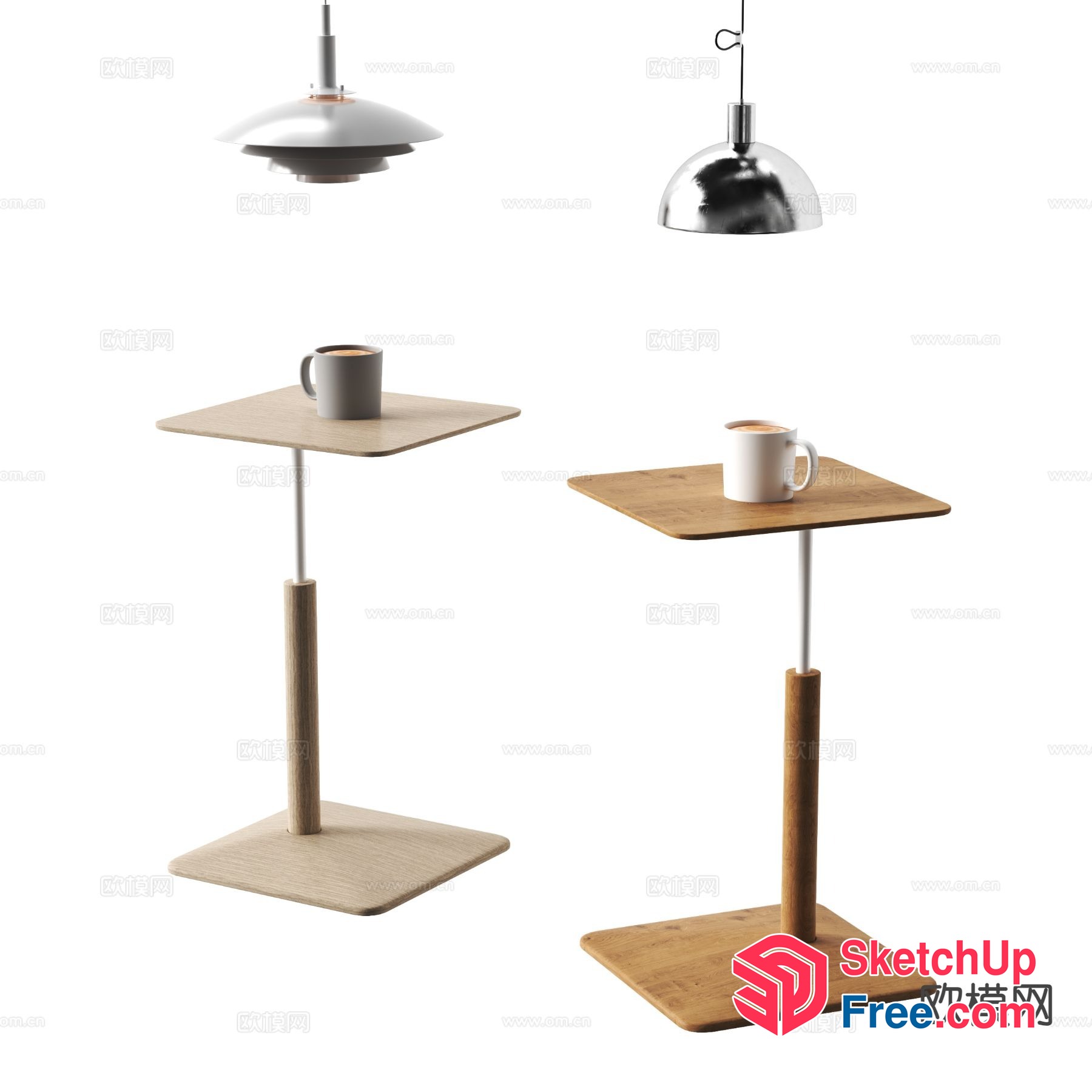 Minimalist Wooden Table With Hanging Lamp 3D SketchUp File