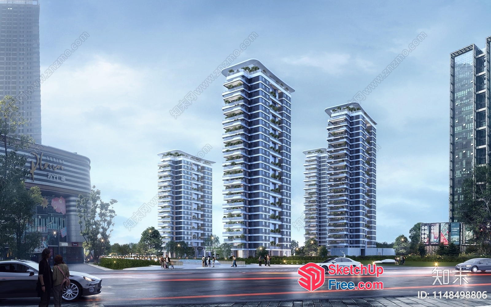 Modern Urban High-Rise Buildings 3D SketchUp File