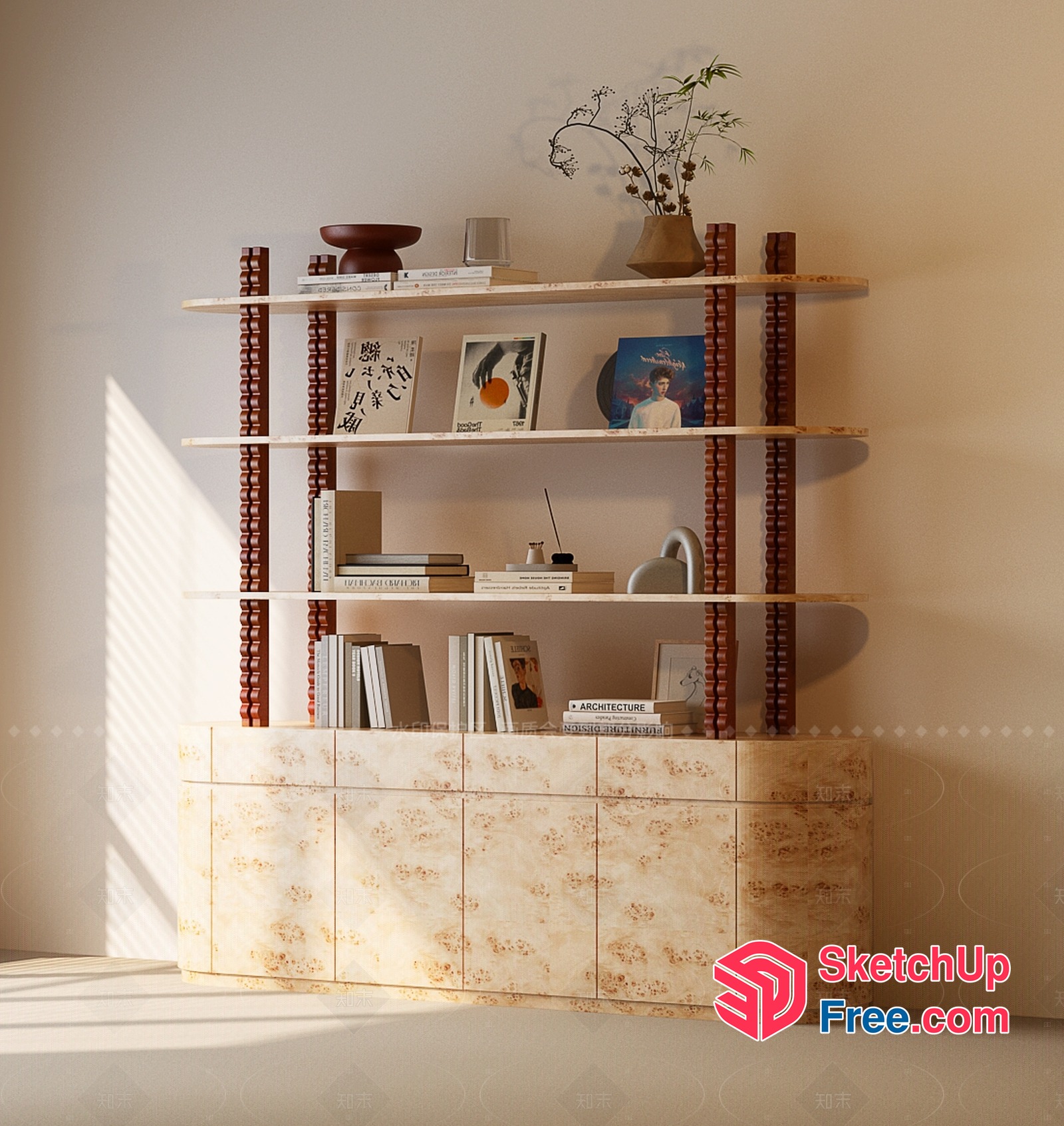 Elegant Minimalist Shelf With Natural Decor 3D SketchUp File
