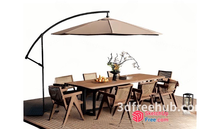 Outdoor Dining Area With Table And Chairs 3D SketchUp File