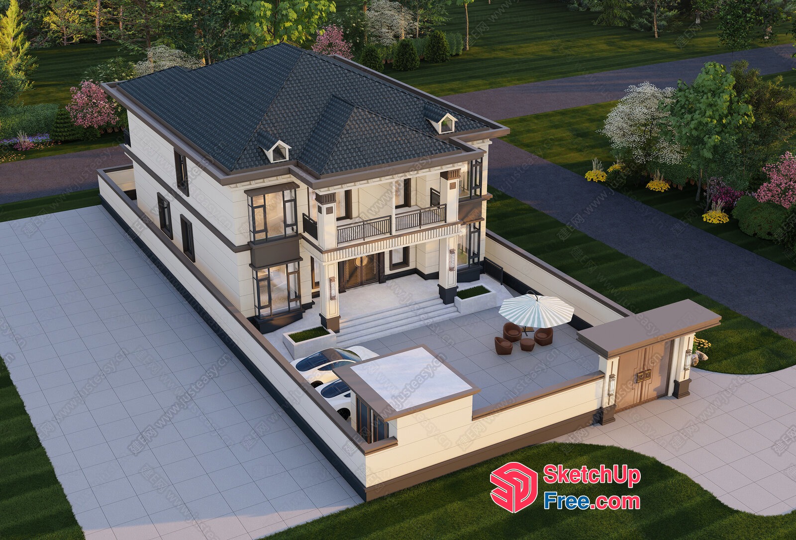 Luxury European-Style Villa With Elegant Facade 3D SketchUp File