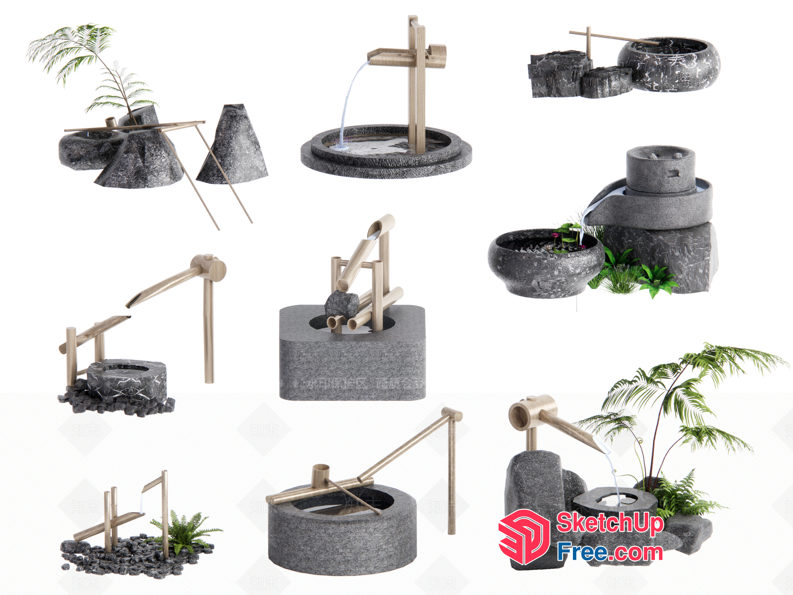 Japanese Water Feature Decorations 3D SketchUp File