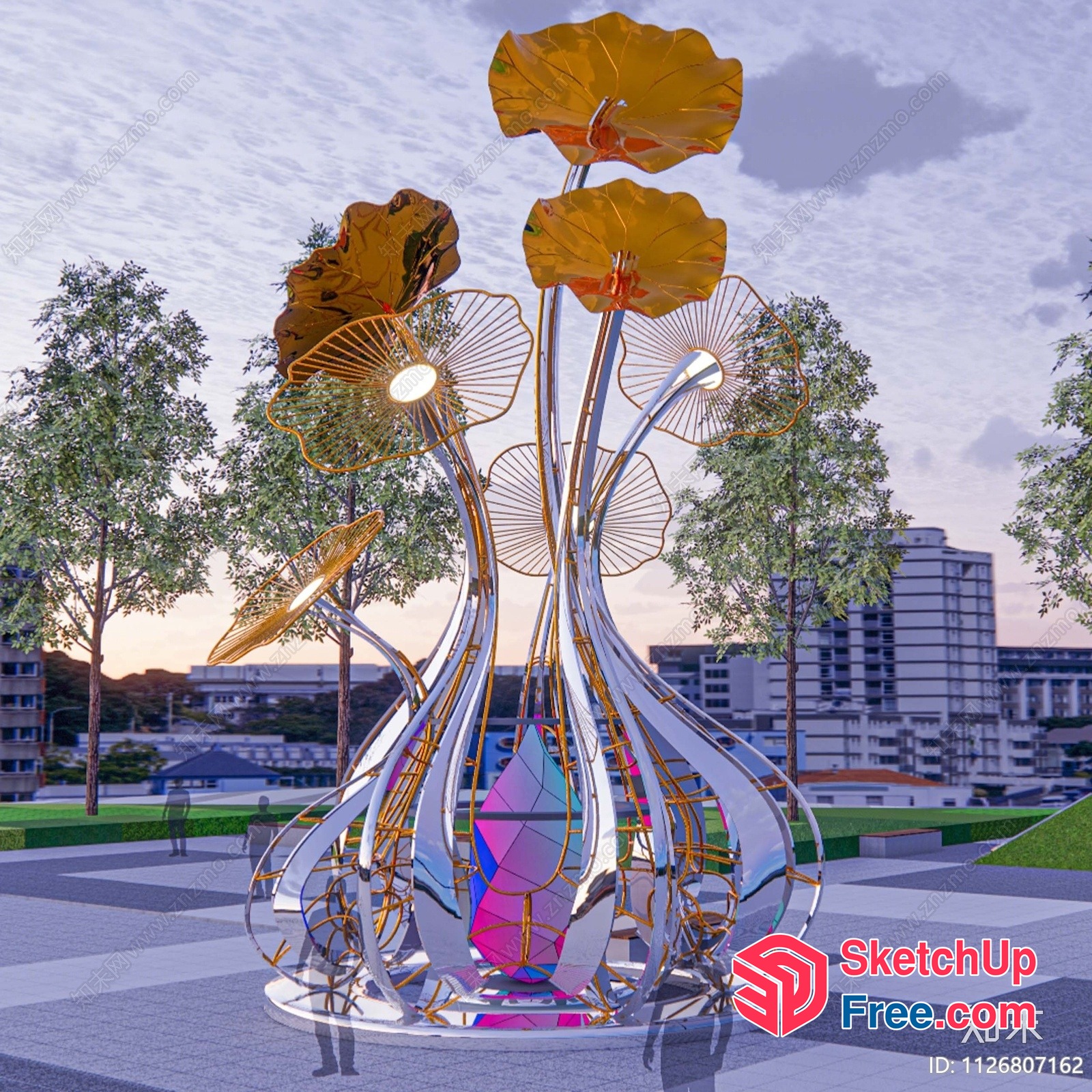 Modern Glass And Metal Sculpture 3D SketchUp File