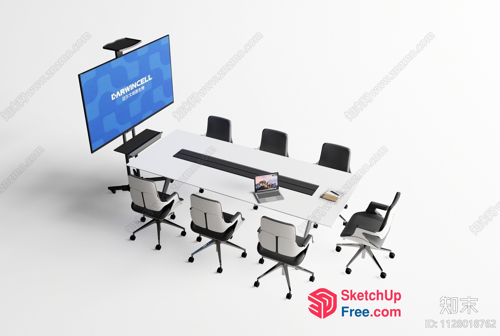 Conference Room Furniture Set With Tv And Laptop 3D SketchUp File