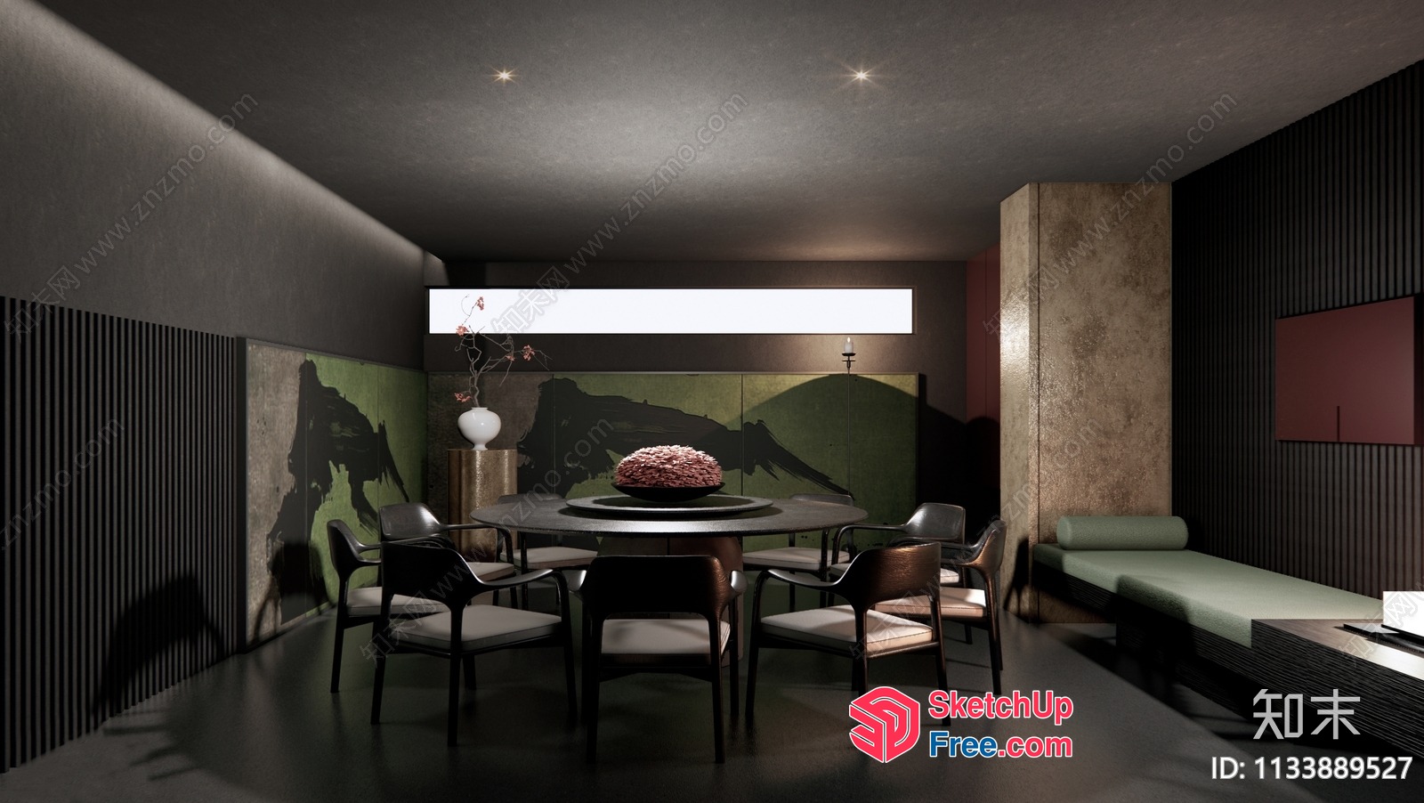 Modern Dining Room With A Unique Centerpiece 3D SketchUp File