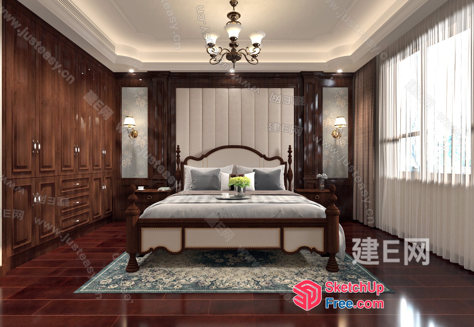 Elegant Traditional Bedroom Design 3D SketchUp File