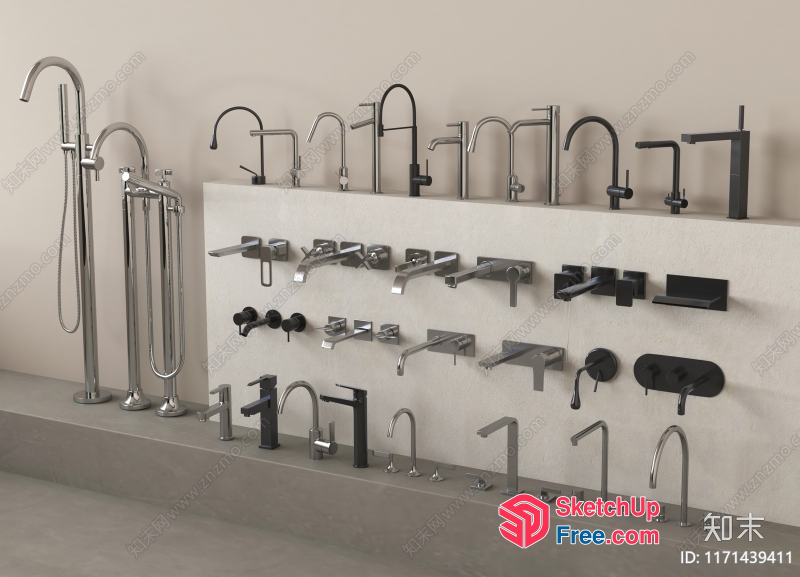 Bathroom Faucets And Fixtures On Display 3D SketchUp File