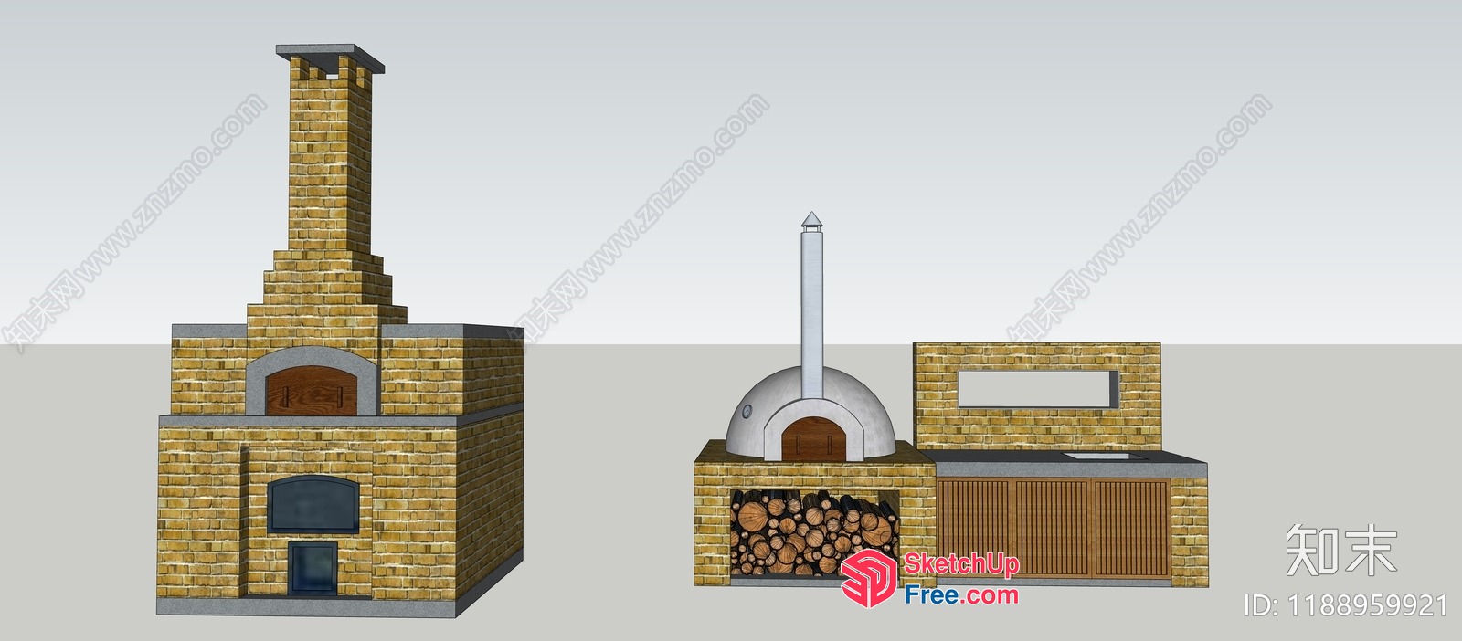 Outdoor Pizza Oven And Wood Storage 3D SketchUp File