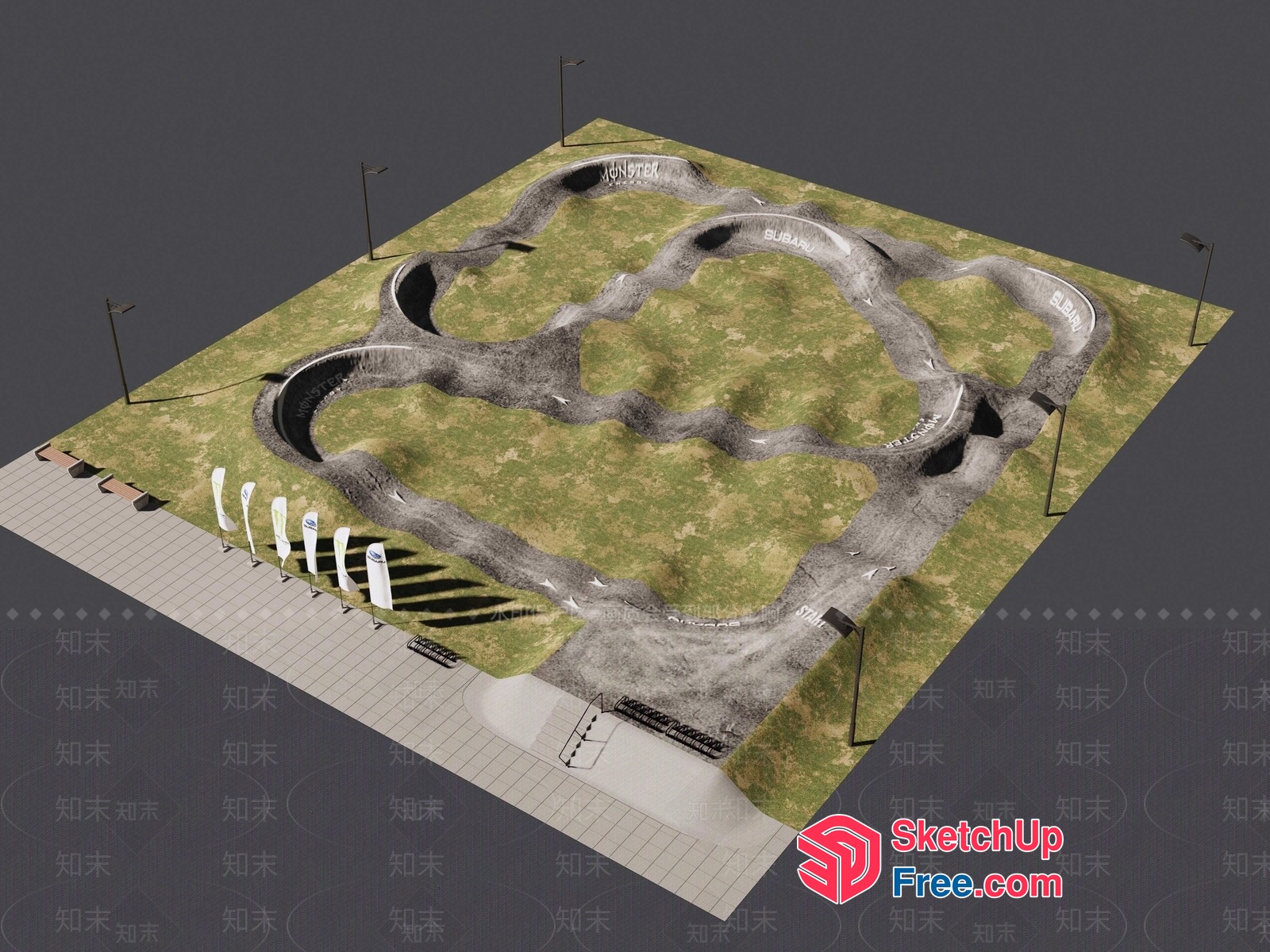 Outdoor Track And Field Racing Venue 3D SketchUp File