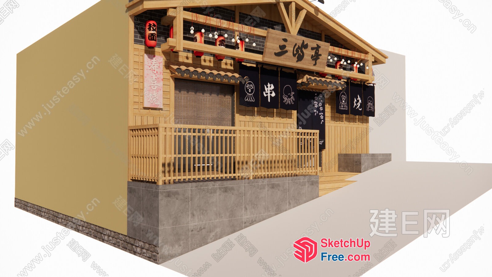 Traditional Japanese Restaurant Exterior 3D SketchUp File
