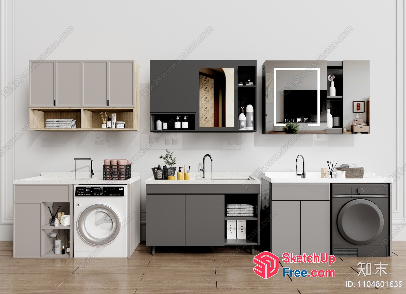 Modern Minimalist Kitchen And Laundry Room 3D SketchUp File