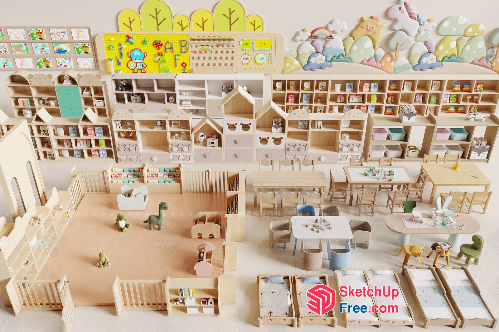 Colorful Kids' Playroom Furniture Set 3D SketchUp File