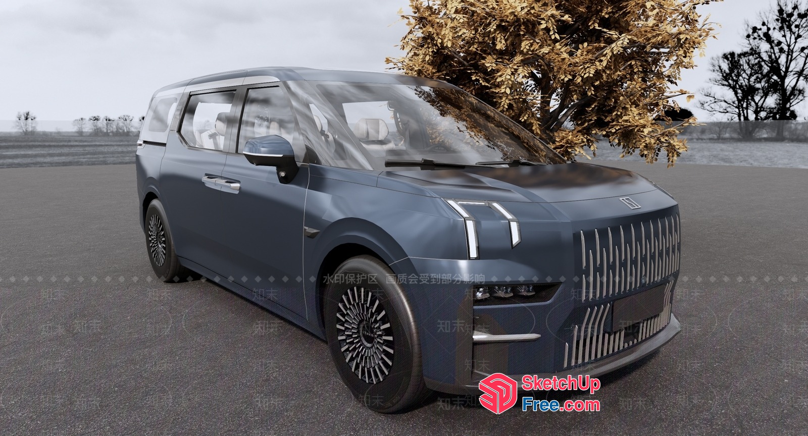 Modern Luxury Suv Parked In A Serene Outdoor Setting 3D SketchUp File