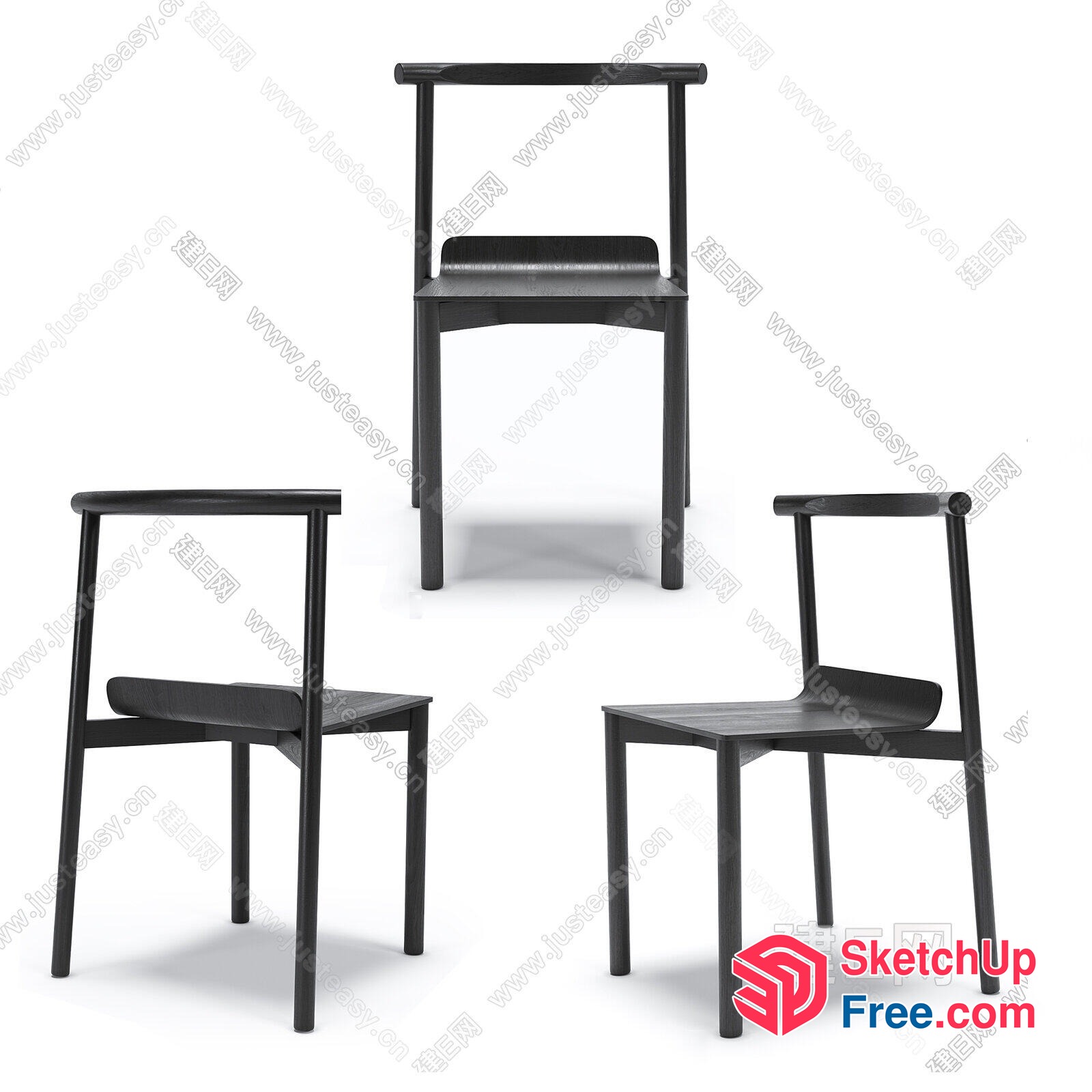 Elegant Wooden Chairs With Cushions 3D SketchUp File
