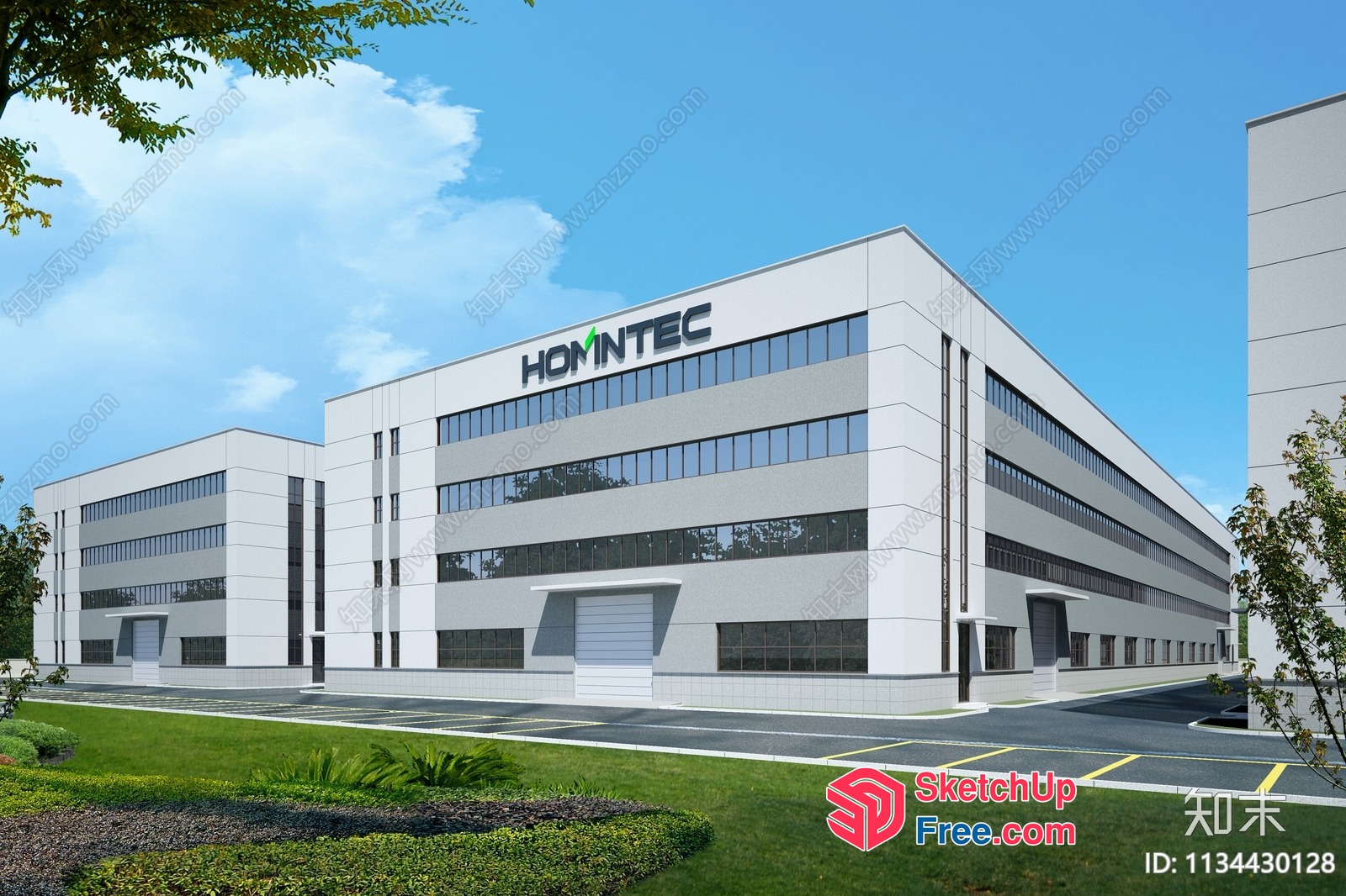 Large Office Building With Homintec Sign 3D SketchUp File
