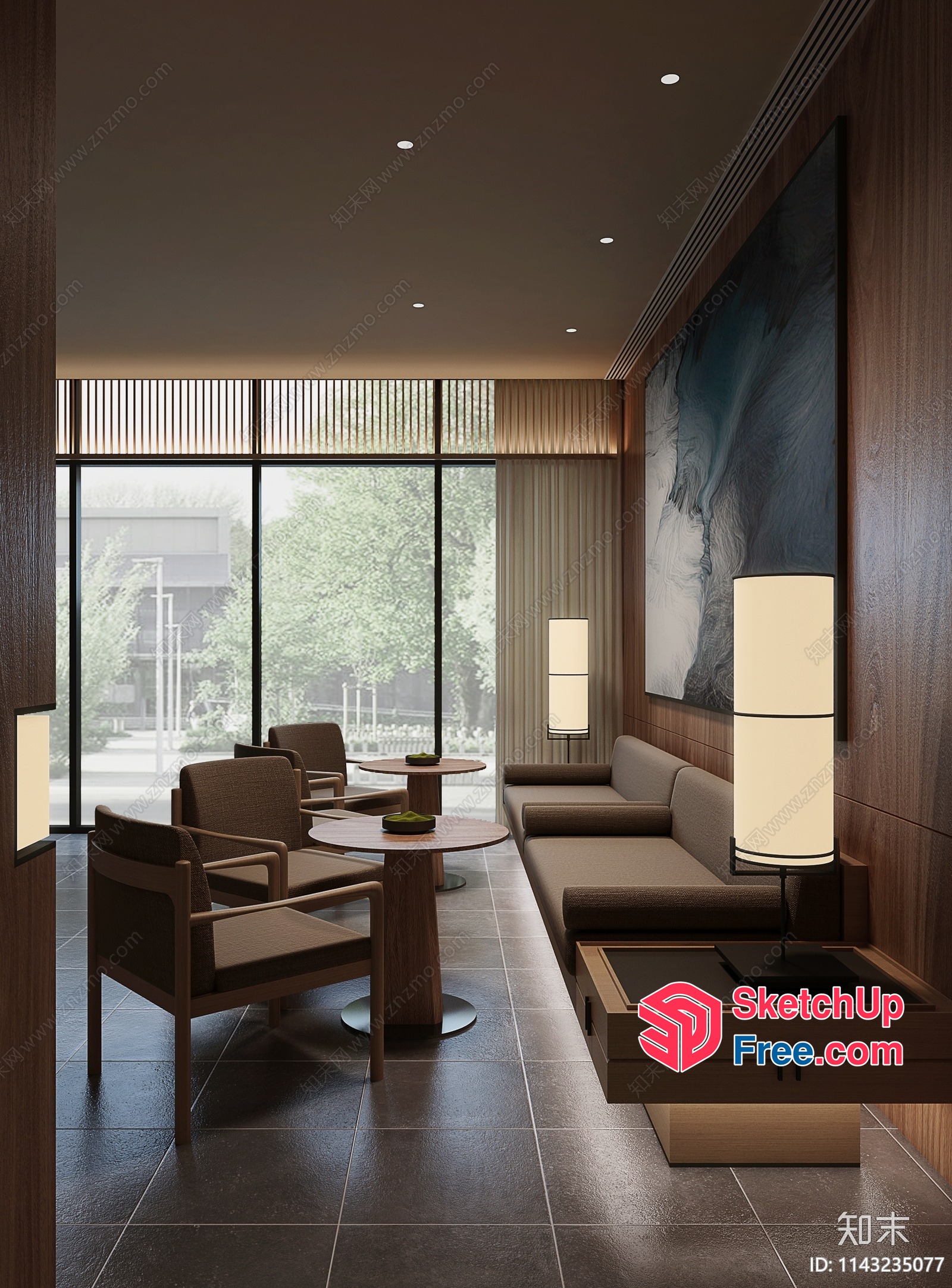 Elegant Modern Living Room With Natural Light And Comfortable Seating 3D SketchUp File