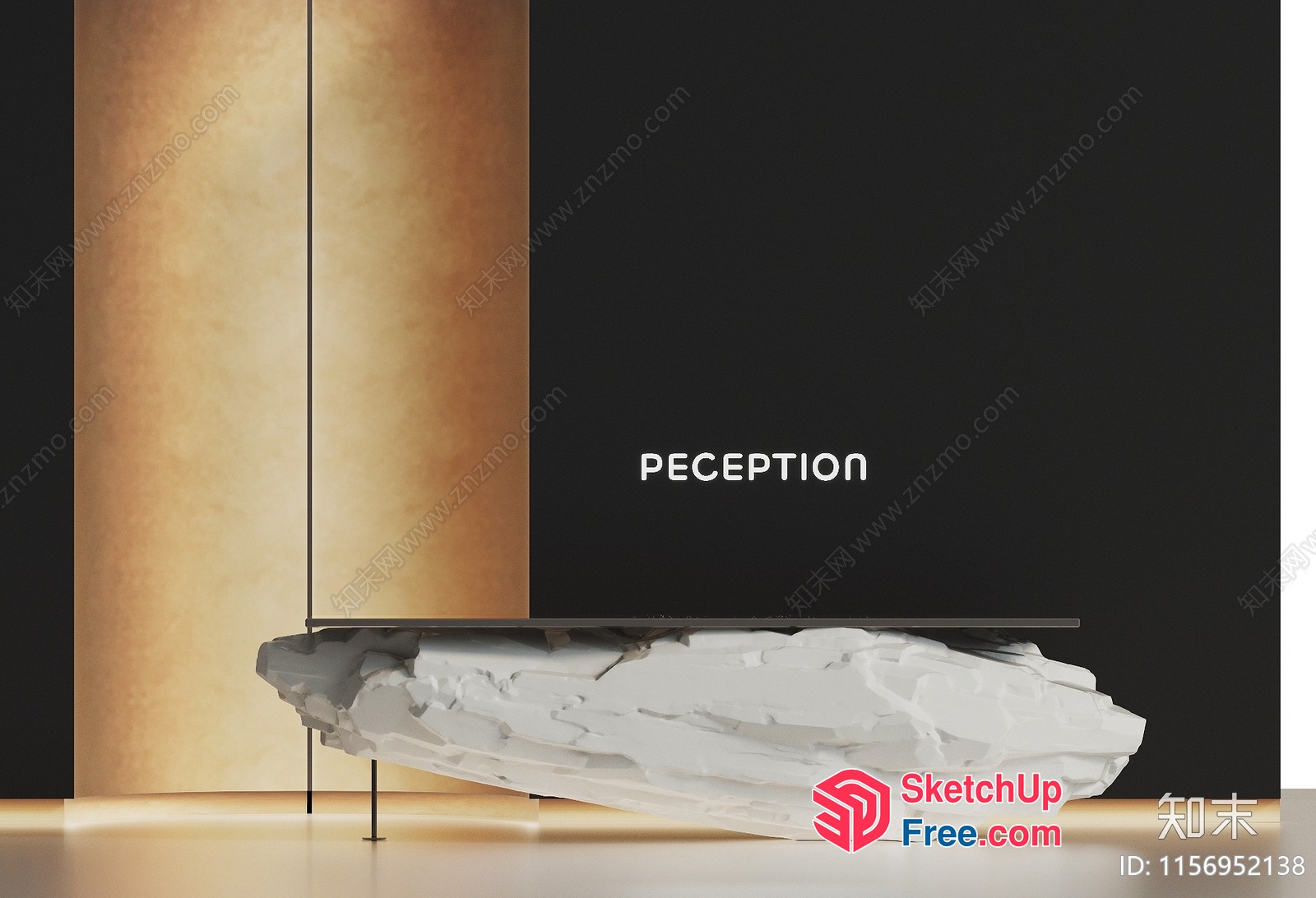 Modern Minimalist White Stone Coffee Table 3D SketchUp File