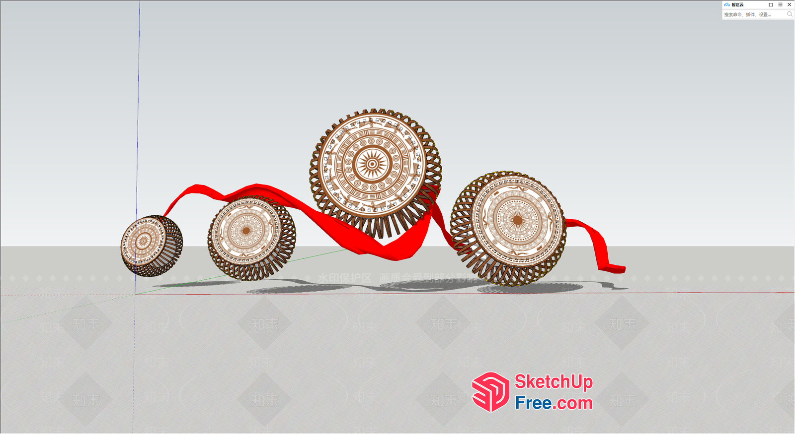 Ornate Medals With Red Ribbons 3D SketchUp File