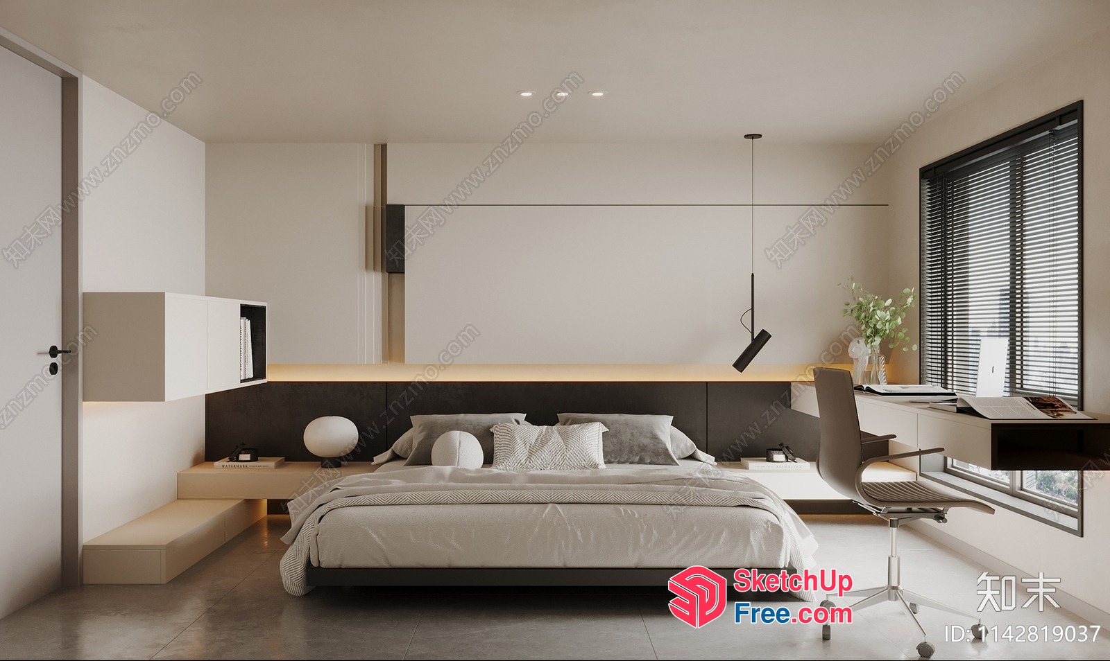 Modern Minimalist Bedroom With Sleek Furniture 3D SketchUp File