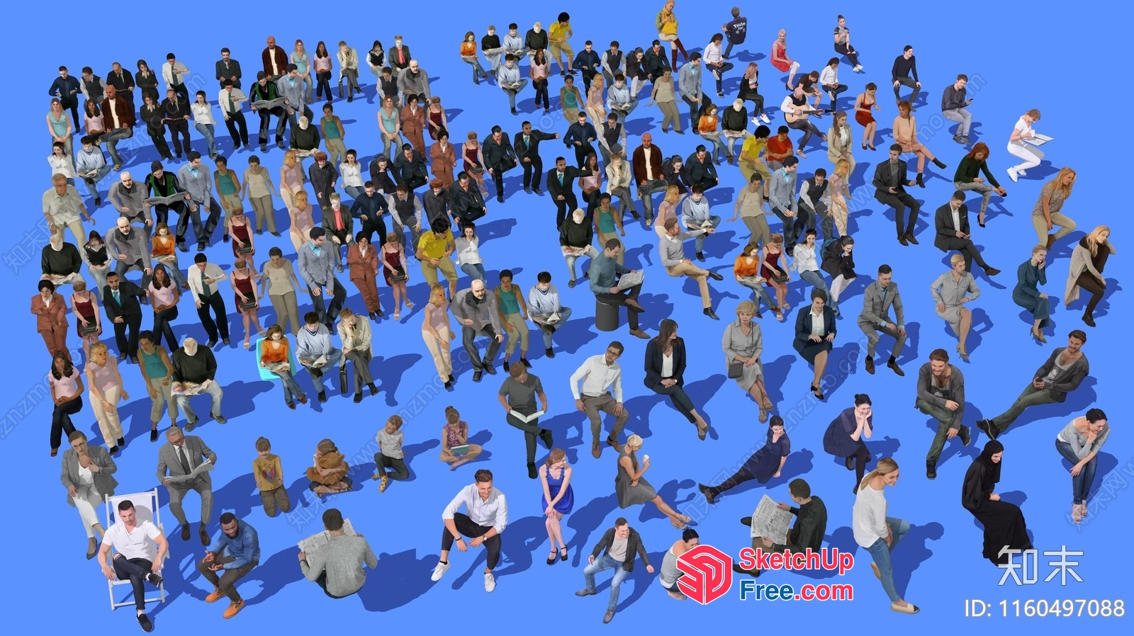 Large Crowd Of People Sitting On The Floor 3D SketchUp File
