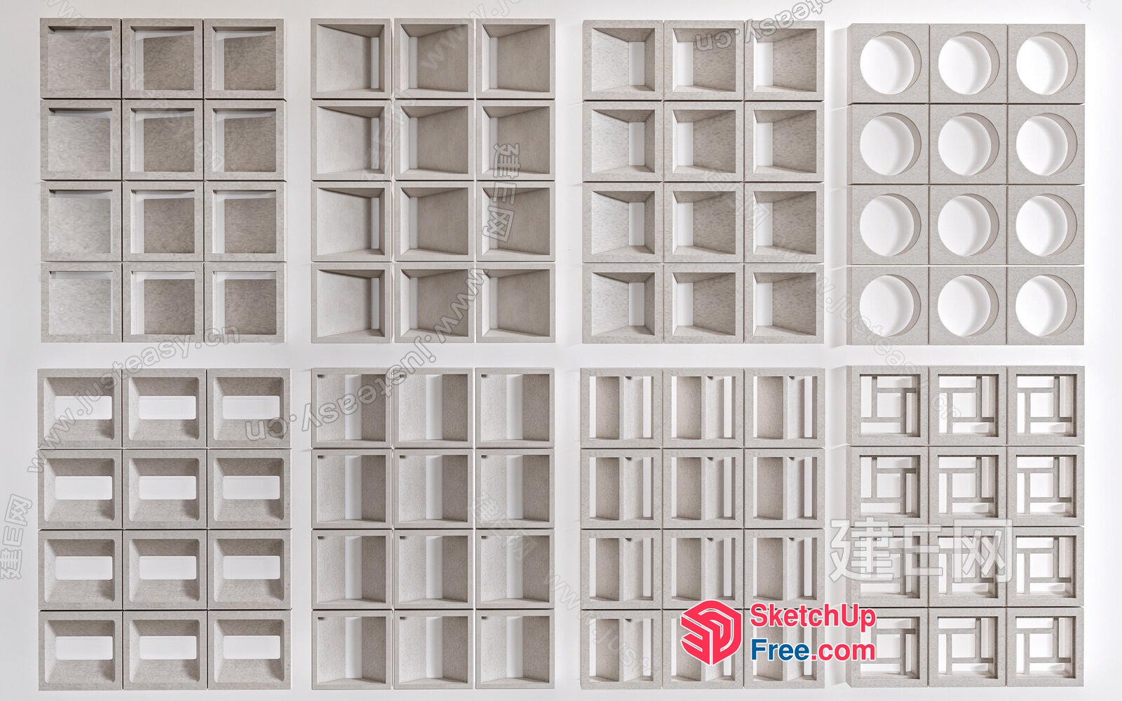 Various Square And Rectangular Shelves 3D SketchUp File