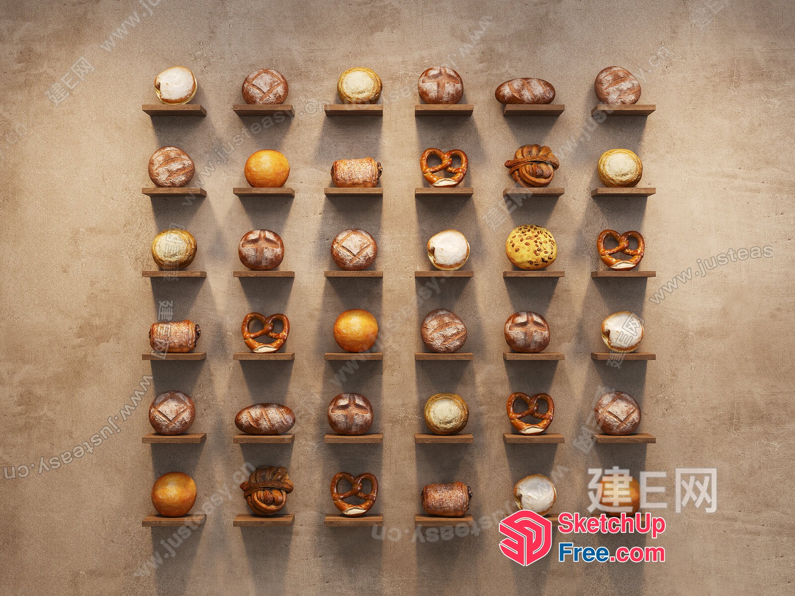 Shelves Of Breads And Pastries 3D SketchUp File