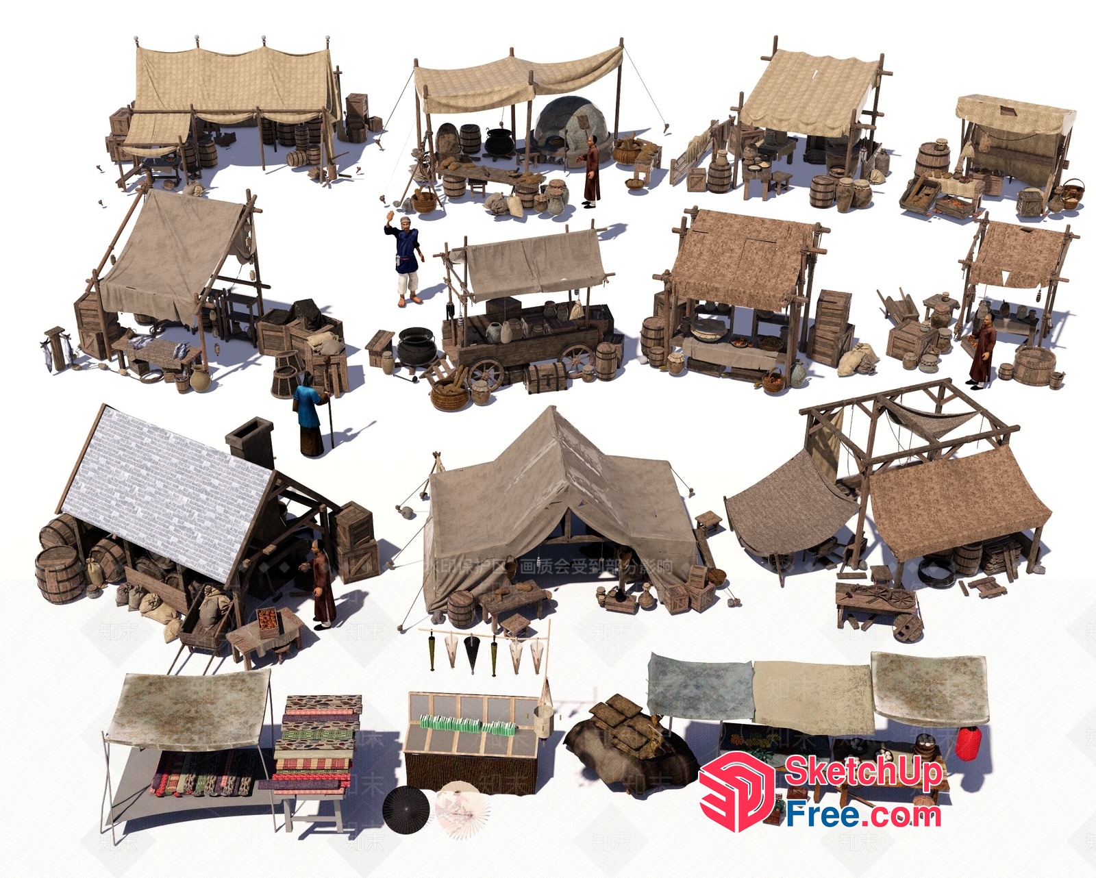 Ancient Market Scene 3D SketchUp File