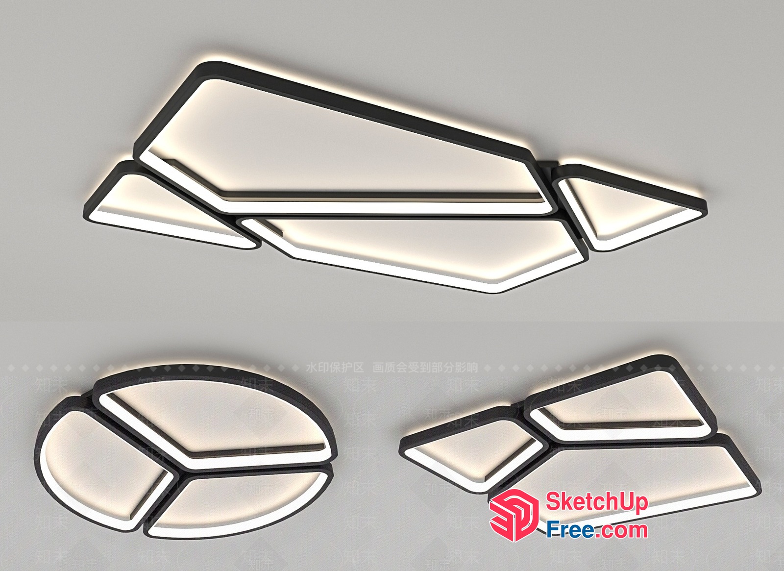 Modern Geometric Light Fixtures 3D SketchUp File