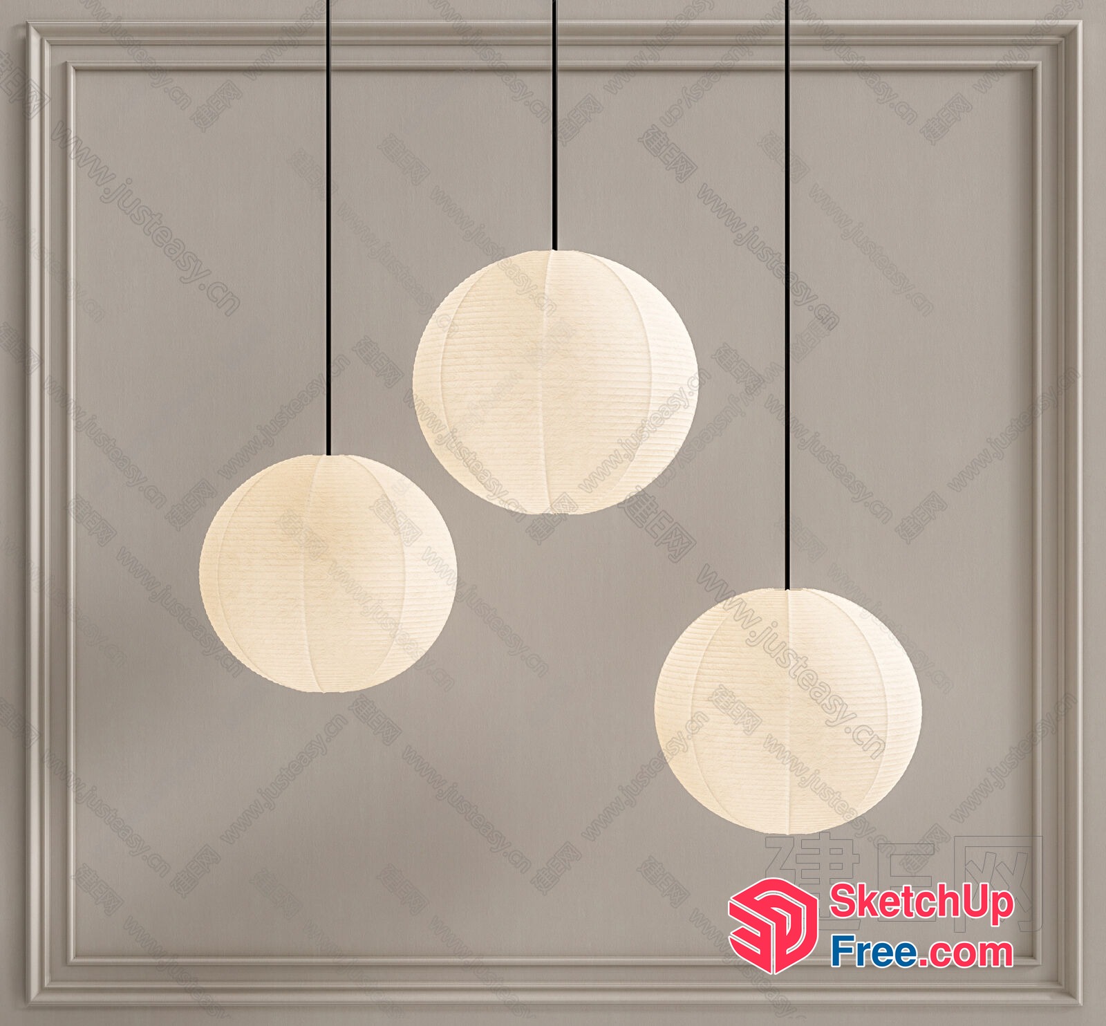 Elegant White Paper Lanterns In A Decorative Setting 3D SketchUp File