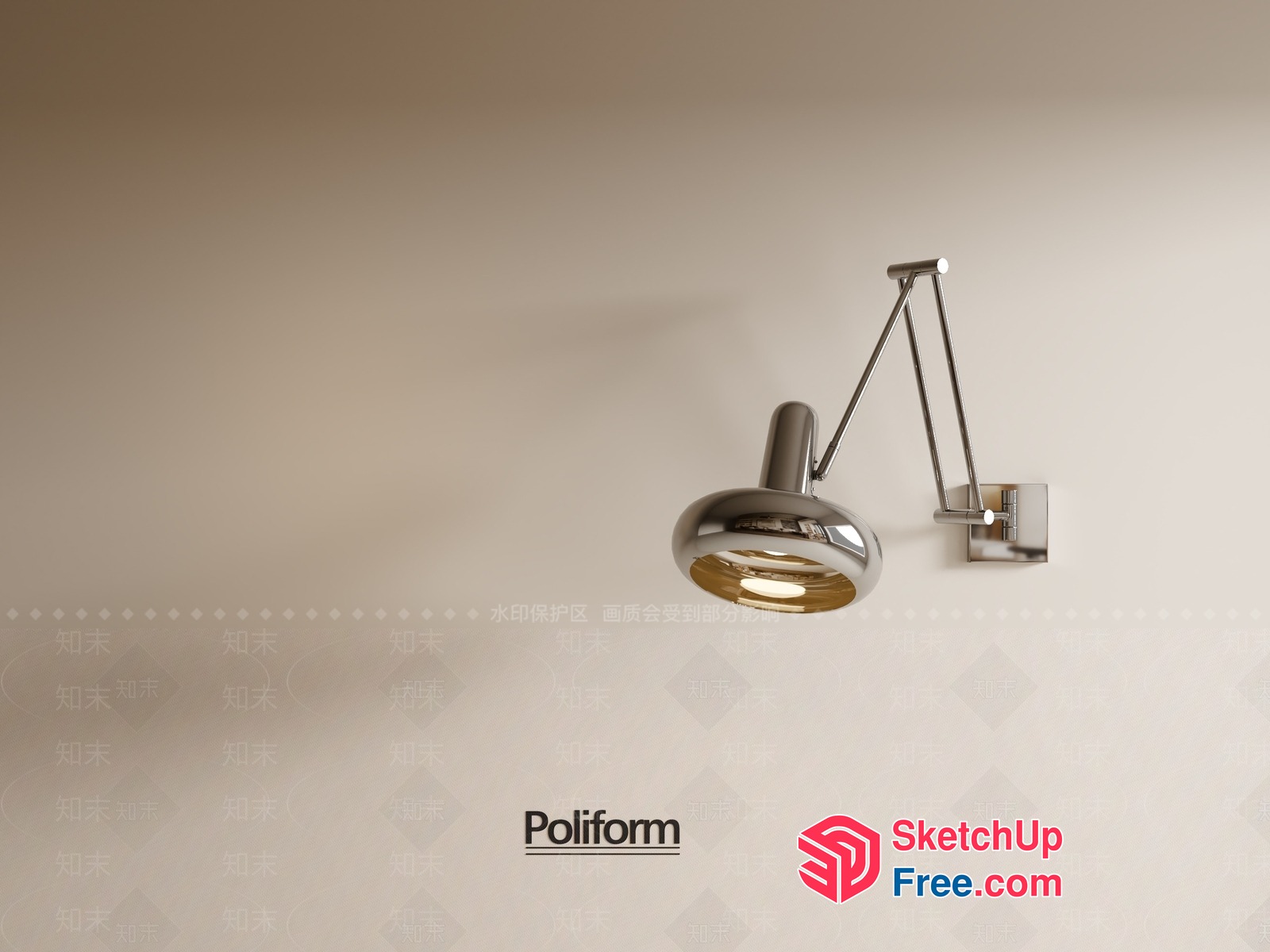 Poliform Polished Chrome And Gold Sconce 3D SketchUp File