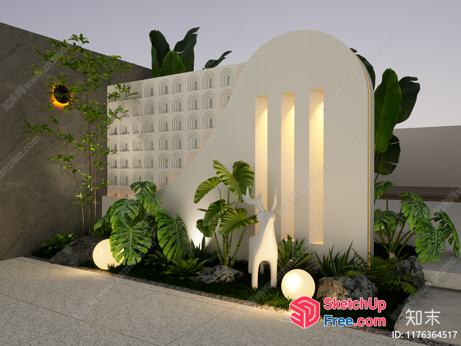 Modern Exterior Design With Animal Decor 3D SketchUp File
